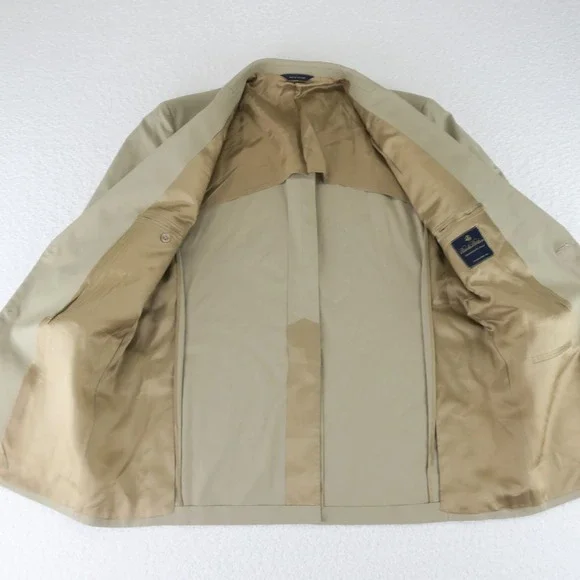 Brooks Brothers Brookscool Poplin Sport Coat Blazer‎ Suit Jacket 43R Khaki Beige